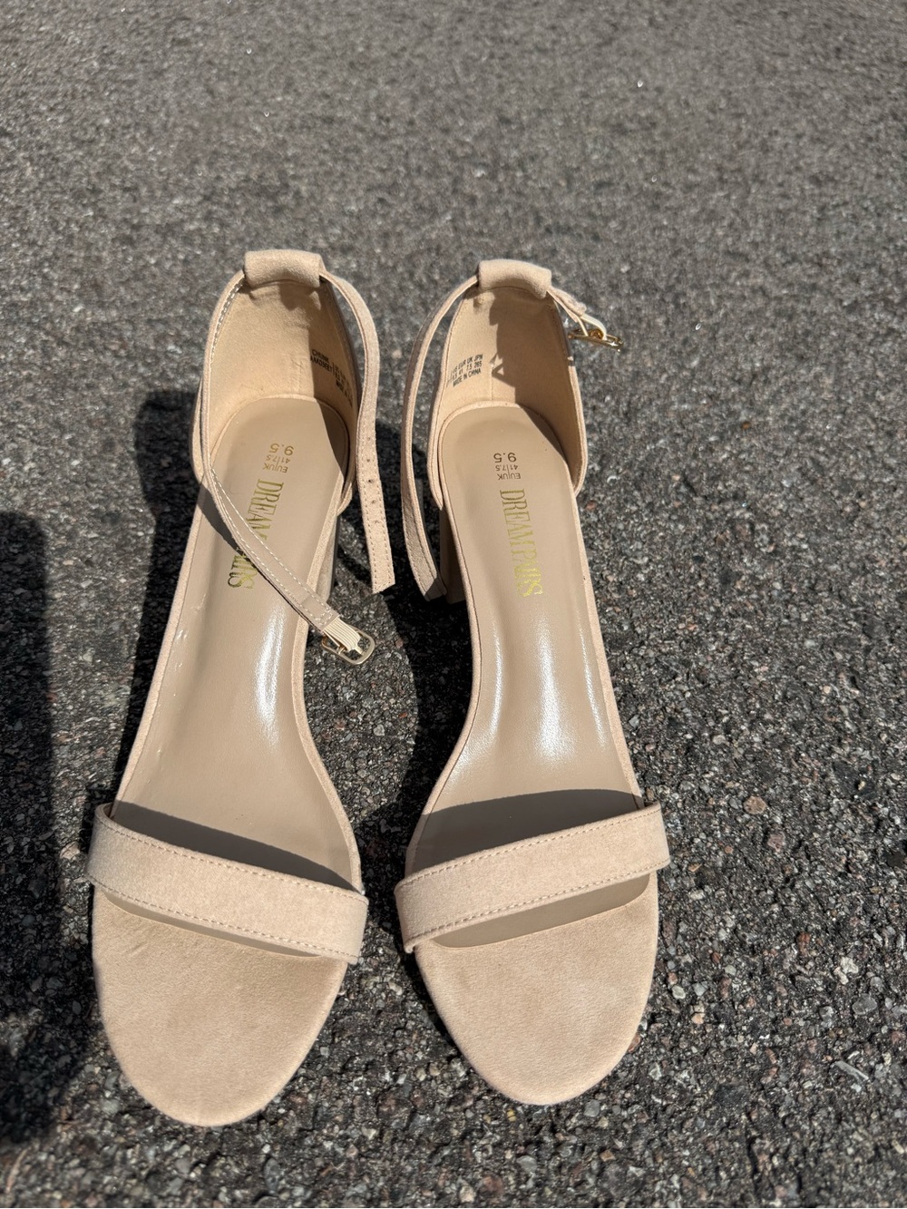 Dream Pairs Beige Ankle-Strap Block Heel Sandals
